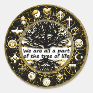 Sticker Rond Laissé il y ait de paix sur l'arbre de la terre d