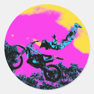 Sticker Rond Laisser aller - Stunt Motocross libre