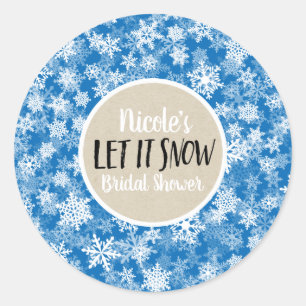 Sticker Rond Laisser la neige Bleu Snowflakes Fête d'hiver Favo