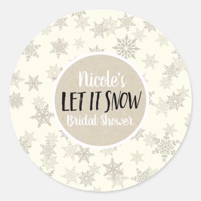 Sticker Rond Laisser la neige Crème Snowflakes hiver Fête Favor (Devant)