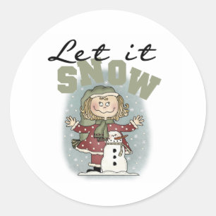 Sticker Rond Laisser la neige mignonne Noël vacances