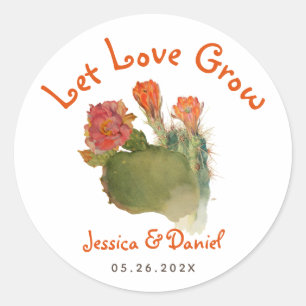 Sticker Rond Laisser l'amour grandir Cactus Botanique Mariage F