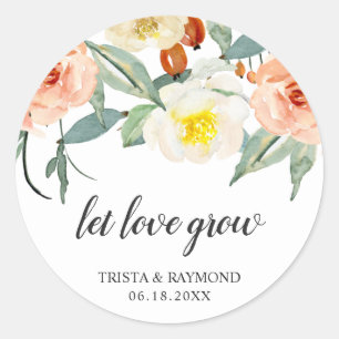 Sticker Rond Laisser L'Amour Graver Fleur Mariage Favoriser