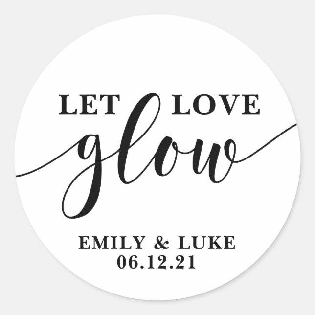 Sticker Rond laisser l'amour lueur Mariage Favor autocollants,  (Devant)