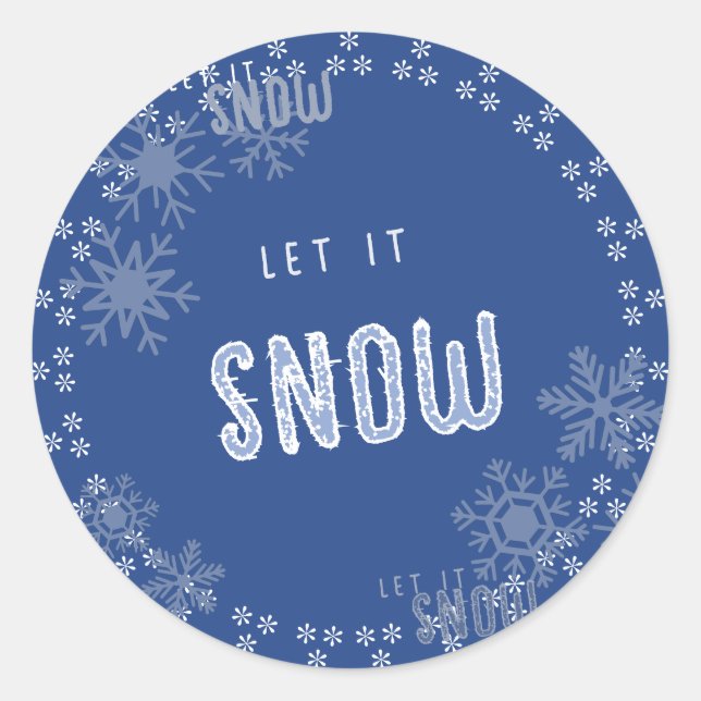 Sticker Rond Laisser neiger Blue Snowflake Fête Noël Neige (Devant)