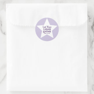 Sticker Rond Laissez briller verset biblique étoile blanche vio