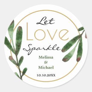 Sticker Rond Laissez l'amour étinceler le Mariage tropical