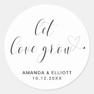 Sticker Rond Laissez l'amour grandir Mariage de typographie noi