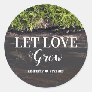 Sticker Rond Laissez l'amour grandir Mariage rustique