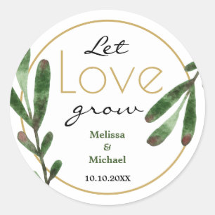 Sticker Rond Laissez l'amour grandir Mariage tropical