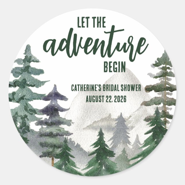 Sticker Rond Laissez l'aventure commencer ! Cadeau de la douche (Devant)