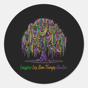 Sticker Rond Laissez Les Bon Temps Rouler Mardi Gras Tree Beads