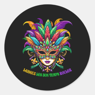 Sticker Rond Laissez Les Bons Temps Rouler Jester Mask Mask Bea