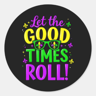 Sticker Rond Laissez les bons temps rouler Mardi Gras