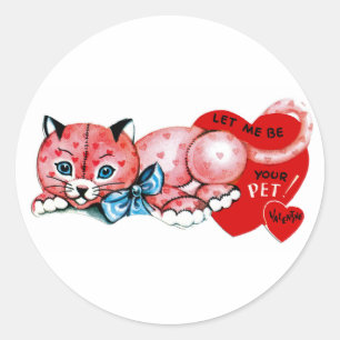 Sticker Rond Laissez-moi être votre animal de compagnie, Valent