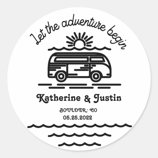 Sticker Rond laissez notre aventure commencer le monogramme mar (Devant)