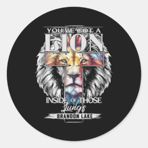 Sticker Rond Laissez votre lion sortir Brandon Lake Merch Louer