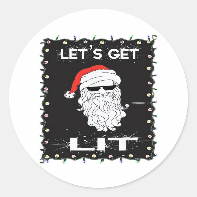 Sticker Rond Laissons-nous Lit Drôle Noël Boire Essentiel (Devant)