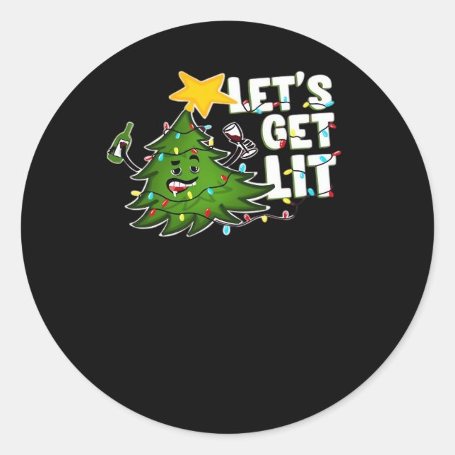 Sticker Rond Laissons-nous tomber Tipsy Arbre de Noël Classique (Devant)