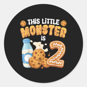 Sticker Rond Lait Et Biscuits Ce Petit Monstre A 2 Ans 2e Anniv