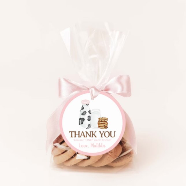 Sticker Rond Lait et biscuits impression de vache fête d'annive (Créateur téléchargé)