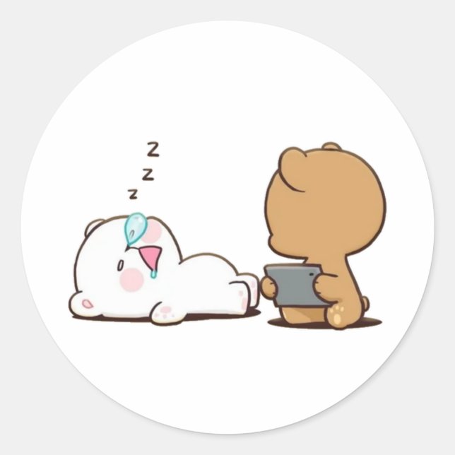 Sticker Rond Lait et oreille mocha dormant (Devant)