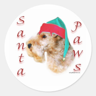 Sticker Rond Lakeland Terrier Père Noël Paws