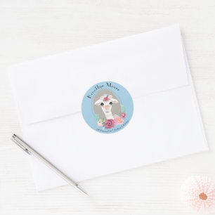 Sticker Rond Lame Douce Avec Sceau Enveloppe Rose