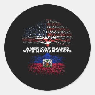 Sticker Rond L'Amérique S'Est Élevée Avec Les Racines Haïtienne