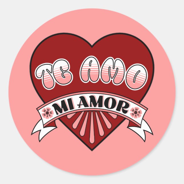 Sticker Rond L'Amo Mi Amor Feliz Dia de San Valentin (Devant)