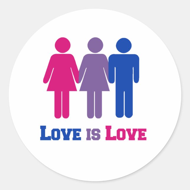 Sticker Rond L'amour bisexuel est l'amour (Devant)