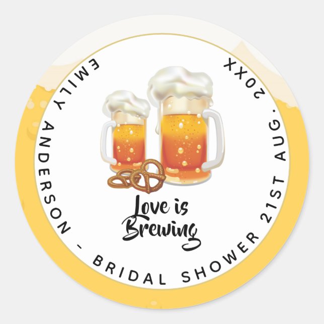 Sticker Rond L'amour brasse la bière Fête des mariées Pretzel (Devant)