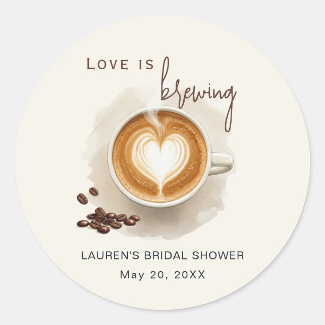 Sticker Rond L'amour brasse la Fête des mariées de café dans (Devant)