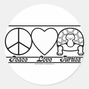 Sticker Rond L'amour de la paix et les tortues