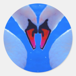Sticker Rond L'Amour Du Cygne, Coeur Romantique En Forme De Cou