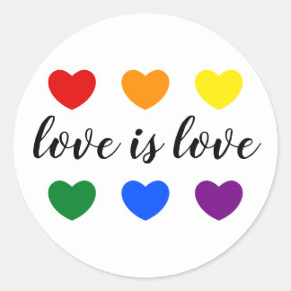 Sticker Rond L'amour du texte personnalisé est l'amour LGBT Rai