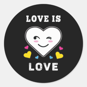 Sticker Rond L'Amour Du Visage Du Coeur Est L'Amour LGBTQ Pride
