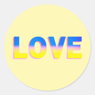 Sticker Rond L'AMOUR en bleu et jaune pour l'Ukraine Ukrainien
