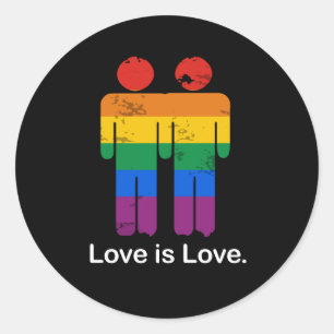 STICKER ROND L'AMOUR EST COUPLE D'HOMOSEXUEL D'AMOUR