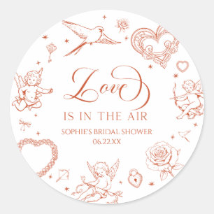 Sticker Rond L'amour est dans l'air Saint-Valentin Bridal Showe