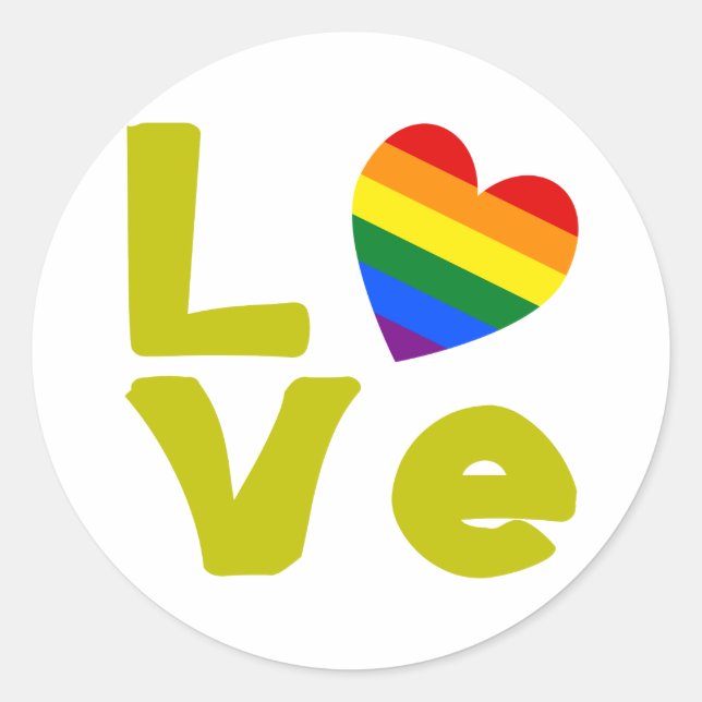 Sticker Rond L'Amour Est De L'Or Gay (Devant)
