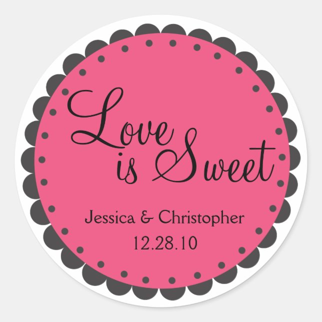 Sticker Rond L'amour est doux - Bord à échelles - Personnaliser (Devant)