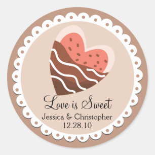 Sticker Rond L'amour est doux - Coeur Cookie trempé dans le cho