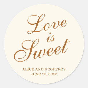 Sticker Rond L'Amour Est Doux Élégant Mariage En Cuivre D'Ivoir