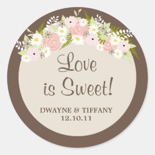 Sticker Rond L'amour est doux - Fleurs