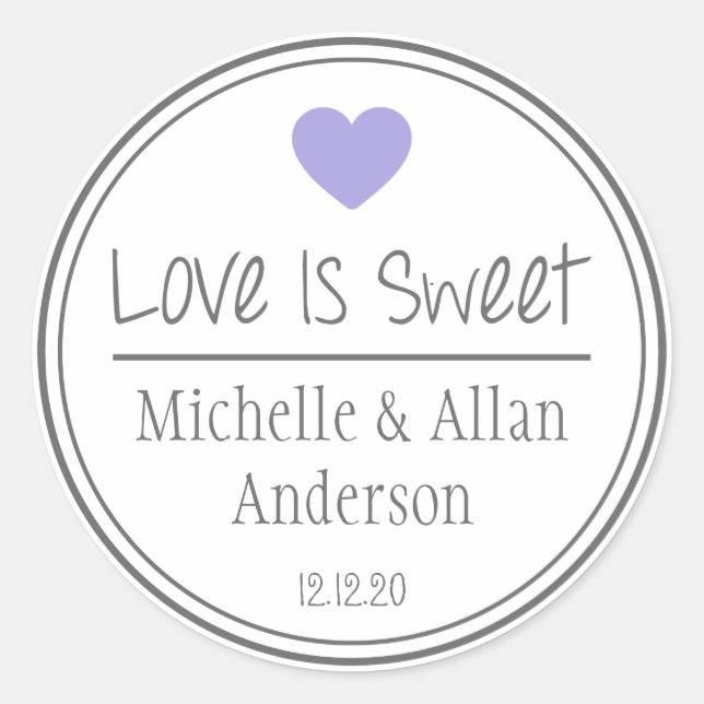 Sticker Rond L'Amour Est Doux Le Nouveau M. & Mme (Violet/Gris) (Devant)