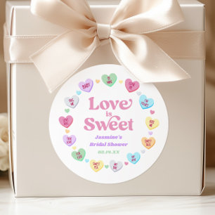 Sticker Rond L'amour est doux Saint-Valentin Bonbons Réception 