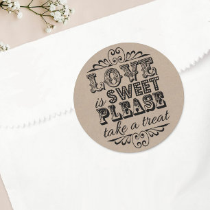 Sticker Rond L'Amour Est Doux, S'Il Vous Plaît, Prenez Un Plat 
