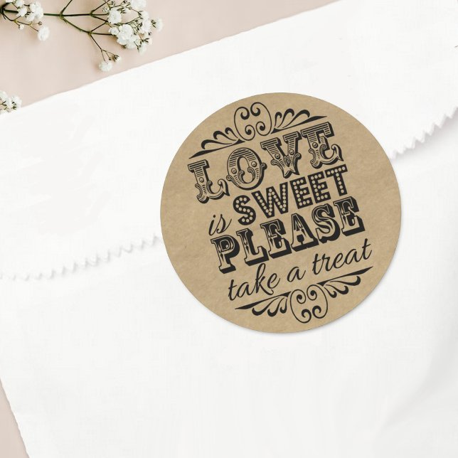 Sticker Rond L'Amour Est Doux, S'Il Vous Plaît, Prenez Un Plat  (Créateur téléchargé)