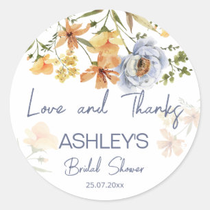 Sticker Rond L'amour est en fleur bleu poussiéreux douche nupti